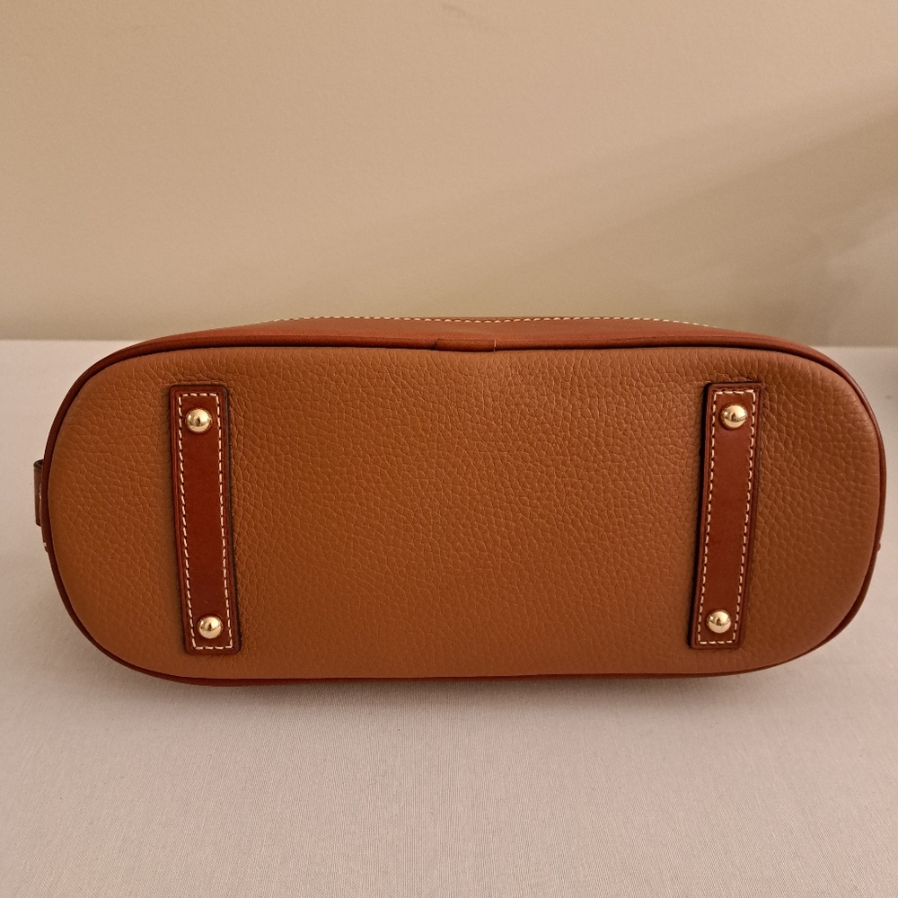 Dooney & Bourke Pebbled Leather Domed Satchel Caramel/Gold-NEW W/TAGS! - Picture 11 of 13